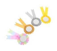 Garneck 4pcs Colorful Award Ribbon Rosette Set Energetic Celebration Ribbons for First Second and Honorable Mention Lightweight and Sturdy Design for Festivals and Events