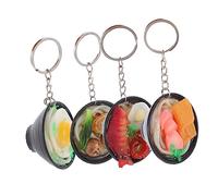 Garneck 4pcs Colorful Japanese Ramen Key Rings Multifunctional Decorative Key Chains Cute Pendant Charms for Bags Backpacks Car and