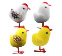 Garneck 4pcs Easter Chicken Figurines Simulation Yellow Chick Ornaments for Party Scene Decoration Creative Decorative Props for Display