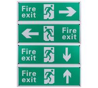 Garneck 4pcs Emergency Exit Signs Fire Exit Hanging Sign with Visible Guidance Easy Installation Green Aluminum Alloy for Shopping Mall