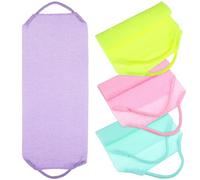 Garneck 4pcs Exfoliating Back Washcloths Body Scrubber Towel Set for Deep Cleansing Shower Use in Pink Purple Green Yellow