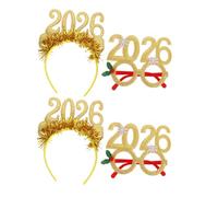 Garneck 4PCS Glittery Year Headbands with Eyeglasses Festive Hair Accessories for Christmas Years Eve Graduation Parties Photo Booth Props Holiday Celebration Favors