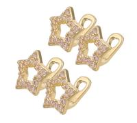 Garneck 4pcs Golden Star Teeth Grill Caps for Women Men Sparkling Rhinestone Hollow Star Tooth Cover Glossy Hip Hop for Cosplay Party