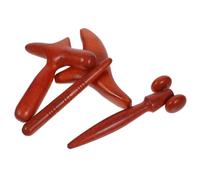 Garneck 4pcs Gua Sha Massage Tool Set Brown Wooden Scraping Therapy Board for Home Use Wooden Neck and Massage Stick for Relaxation and Beauty Care