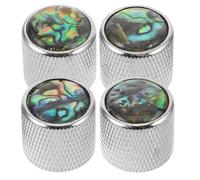 Garneck 4pcs Guitar Metal Knobs, Electric Bass Knob with Shell Inlay, Volume Tone Replacement Control, 2cm Holes, for Electric Bass Guitar, Live Performances and Studio Sessions