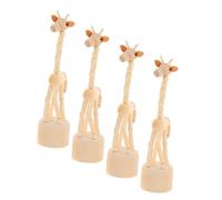 Garneck 4pcs Hand Carved Wooden Giraffe Push Puppets Charming Natural Wood Figurines for Interactive Learning Home Decoration for Rooms and Office Desks