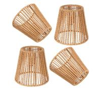 Garneck 4Pcs Handmade Woven Paper Rope Lamp Shades for E27 E14 Bulbs, Bohemian Small Ceiling Wall Light Covers, Fiber Rattan Style Pendant Shades for Home and Hotel Decor