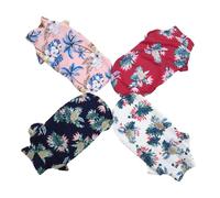 Garneck 4pcs Hawaiian Dog Shirt Cool Breathable Summer Pet Apparel for Dogs and Cats Tropical Print with Button Closures for Pool Parties Beach Trips and Camping Adventures
