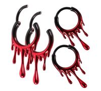 Garneck 4pcs Irregular Gradient Stainless Steel Nose Septum Rings and Earrings for Women Men Hypoallergenic Body Piercing Jewelry with Gothic Bloody Lava Design for Halloween Party Costume