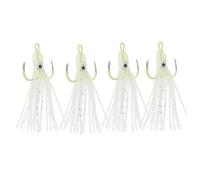 Garneck 4pcs Luminous Squid Fishing Lures Night Glow Artificial Bait Deep Sea Fishing Tackle Flexible Swinging for Freshwater Saltwater Octopus Cuttlefish