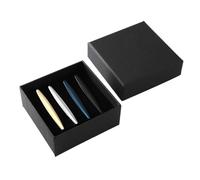 Garneck 4pcs Male Tie Clip with Sturdy Spring Copper Necktie Pin for Business Meetings Classic Versatile Tie Bar in Black Silver Gold Navy with Elegant Box