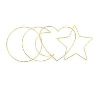 Garneck 4pcs Metal Dream Catcher Rings Set in Golden Iron Solid Construction and No Easy Deform for Craft Making and Dream Catcher Accessories, Includes Moon, Star, Heart, round Shapes