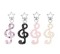 Garneck 4pcs Musical Note Keychain Set Dot Stripe Star Patterns, Metal Music-Themed Keyrings for Teachers, Back to School, Christmas and Karaoke Party Favors