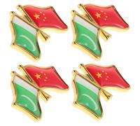 Garneck 4pcs Pakistan China Friendship Flag National Lapel Pin Metal Badge Brooch for Clothing Suits and Accessories