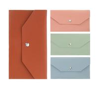 Garneck 4pcs Pu Leather Long Wallet Clutch for Men and Women, Lightweight and Compact Envelope Style Wallet with RFID Protection, for Daily Carrying the Go Organisation