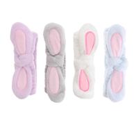 Garneck 4pcs Rabbit Ear Headband Set, Soft Flannel Makeup and Wash Headbands with Bunny Ear Design, Comfortable and Wear-resistant Cloth Material, for Applying Facial Mask or Hotel Use