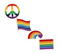 Garneck 4Pcs Rainbow Alloy Brooch Pins Decorative Clothes Pins for DIY Luggage Clothing Accessories with Rainbow Bridge Flag Pride and Peace Designs