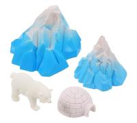 Garneck 4pcs Realistic Igloo Model Figurines with Mini Ice Houses and Polar Bear Detailed Arctic Snowhouse and Iceberg Miniatures for Dollhouse and Winter Diorama Decor