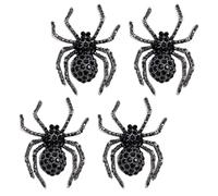 Garneck 4pcs Retro Big Spider Brooch Pins for Halloween, Black Zinc Alloy with Rhinestone, Easy to Clip and Won't Fade, for Garments and Scarfs
