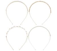 Garneck 4pcs Rhinestone Wedding Headbands for Brides Lightweight Metal Crystal Bridal Hairpieces with Double Layer Floral and Square Designs, Elegant Gold Hair Accessories for Receptions