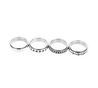 Garneck 4Pcs Rotatable Titanium Steel Fidget for Flower Moon and Star Design Unisex for Men and Women Stylish Jewelry Accessory