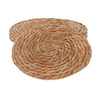 Garneck 4pcs round Handwoven Grass Coasters for Teacups and Teapots, Heat Insulation and Antislip Kitchen Table Mats, Elegant and Sophisticated Design for Dining and Tea Time