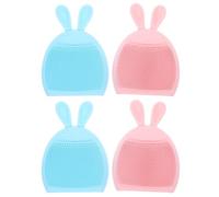 Garneck 4pcs Silicone Face Cleansing Brush Set, Rabbit Shape Facial Scrubber and Massager, Soft Silicone Manual Face Brush for Gentle Exfoliation and Deep Cleaning, Suitable for Daily