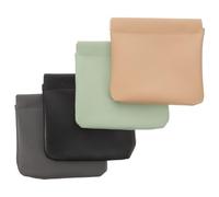 Garneck 4pcs Small Cosmetic Bags Pu Leather Mini Makeup Pouch Squeeze Top Self-Closing Design Easy to Store and Protects from Shocks Portable Travel Cosmetic Pouches