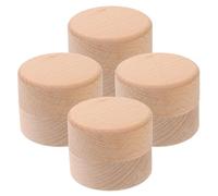 Garneck 4pcs Small Round Beech Wood Trinket Box with Lid, Mini Jewelry Storage Case for Tooth Keepsake, Proposal Ring Holder, Wooden Coin and Ring Bearer Box, Unfinished Natural Wood Set