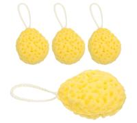 Garneck 4pcs Soft Honeycomb Bath Sponge Shower Scrubber Mesh Pouf Body Loofah Sponge Exfoliating Skin-Friendly Bath Ball for Men and Women, Yellow