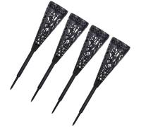 Garneck 4pcs Spiked Flower Vases for Cemetery and Garden, Black Abs Plastic Grave Vase Holders with Cone-shaped Hollow-out Design, Easy to Insert and Sturdy Floral Arrangement Containers