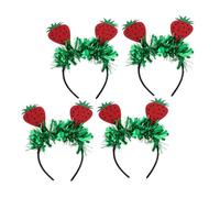 Garneck 4pcs Strawberry Spring Headbands Fruit Headpiece with Comfortable Elasticity Hawaiian Theme Hair Hoop for Women Birthday Beach Luau Party Photo Shoot
