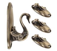 Garneck 4pcs Swan Decorative Curtain Holdbacks Bronze Metal Drapery Hooks with Ornate Wall-Mounted Tiebacks Thick French Country Window Curtain Holdbacks for Living Room and Bedroom