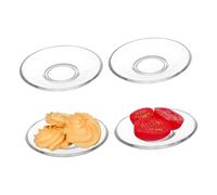 Garneck 4Pcs Transparent Glass Plates Round Snack and Tea Saucers Clear Glass Dishes for Coffee Appetizers and Desserts Elegant Design for Home Tearooms and Restaurants