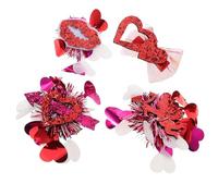 Garneck 4Pcs Valentines Day Heart Hair Clips Set with Sequin Cupid, Arrow Red Lip Alligator Pins, Small Mesh Colorful Barrettes for Party Hair Accessories