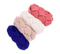 Garneck 4Pcs Winter Knit Headbands Ear Warmer for Women Soft Crochet Hairband Wraps Blue White Red Friendly Warm Headwraps for Cold Weather