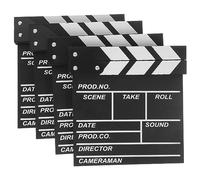 Garneck 4pcs Wooden Directors Clapboard Set Black Clapper Boards with Easy to Write Surface and Realistic Detail, for Scene Filming and Home Video Production