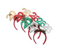 Garneck 4pcs Year Hair Band Glitter Headbands in Red Gold Green Silver for Party Favor Lightweight Comfortable Happy Year Eve Accessories with Snowflake Berry Design for Festive