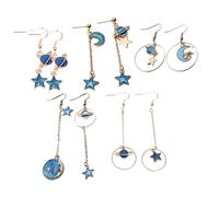 Garneck 5 Pairs Asymmetrical Moon Planet Earrings Dangle for Women Elegant Blue Sky Pendant Jewelry for Charming Fashion Looks