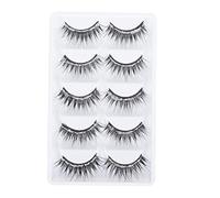 Garneck 5 Pairs Decorative Sparkly False Eyelashes for Women, Natural Black Artificial Fiber Lashes, Comfortable and Not Easy to Deform, Eye Makeup Accessory for Daily Wear