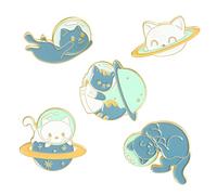 Garneck 5 Pcs Cartoon Animal Brooch Pins Decorative Lapel Pins for Women Cute Cat Space Planet Design for Bags Coats Sweaters and Party Accessories