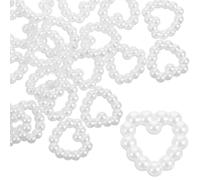 Garneck 50pcs Heart-shaped 3d Nail Charms White Hollow Pearl Manicure Decorative Fingernail Accessories Set for Nail Art Design and DIY Beauty