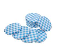 Garneck 50Pcs Reusable Regular Mouth Mason Jar Lids 8.5Cm Blue Checkered Metal Sealing Caps Compatible with Jelly Jam Pickle Canning Jars for Home Preserving