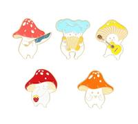 Garneck 5pcs Alloy Cartoon Mushroom Brooch for Women Personality Badge Pins with Cute Musical Instrument Design Creative Costume Ornament gift for for for for for for