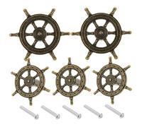 Garneck 5Pcs Antique Ship Rudder Cabinet Knobs Drawer Pull Handles with Ergonomic Grip Vintage Style Furniture Handles for Dressers Wardrobes Cabinets Classic Bronze Finish
