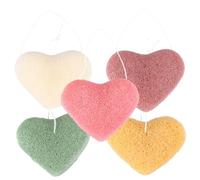Garneck 5pcs Assorted Color Heart Shape Face Cleansing Sponges Made of Soft Sponge for Gentle Exfoliating and Removing Dirt, for Daily Facial Makeup Removal and Deep Cleansing