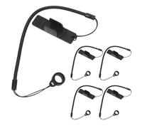 Garneck 5pcs Black Stylus Pen Holder Base with 30cm Spring Elastic Tether and 8mm Silicone Ring Clip Anti-lose Touch Pen Lanyard for Drawing and Touchscreen Use