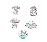 Garneck 5pcs Cartoon Space Theme Enamel Brooch Pins Creative Alloy Lapel Badges for Clothes and Bags Cute UFO Accessories for Boys and Girls and Adults
