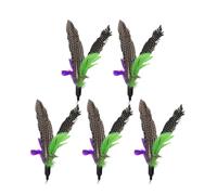 Garneck 5pcs Cat Teaser Feather Heads Plush Replaceable Vivid Design Interactive for Cats Indoor Play Random Color