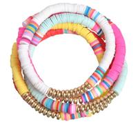 Garneck 5Pcs Colorful Match Soft Clay Bracelet Elastic Hand Chain Jewelry for Women Bohemian Style Decorative Wristbands for Party Travel Daily Wear and Beach Accessories
